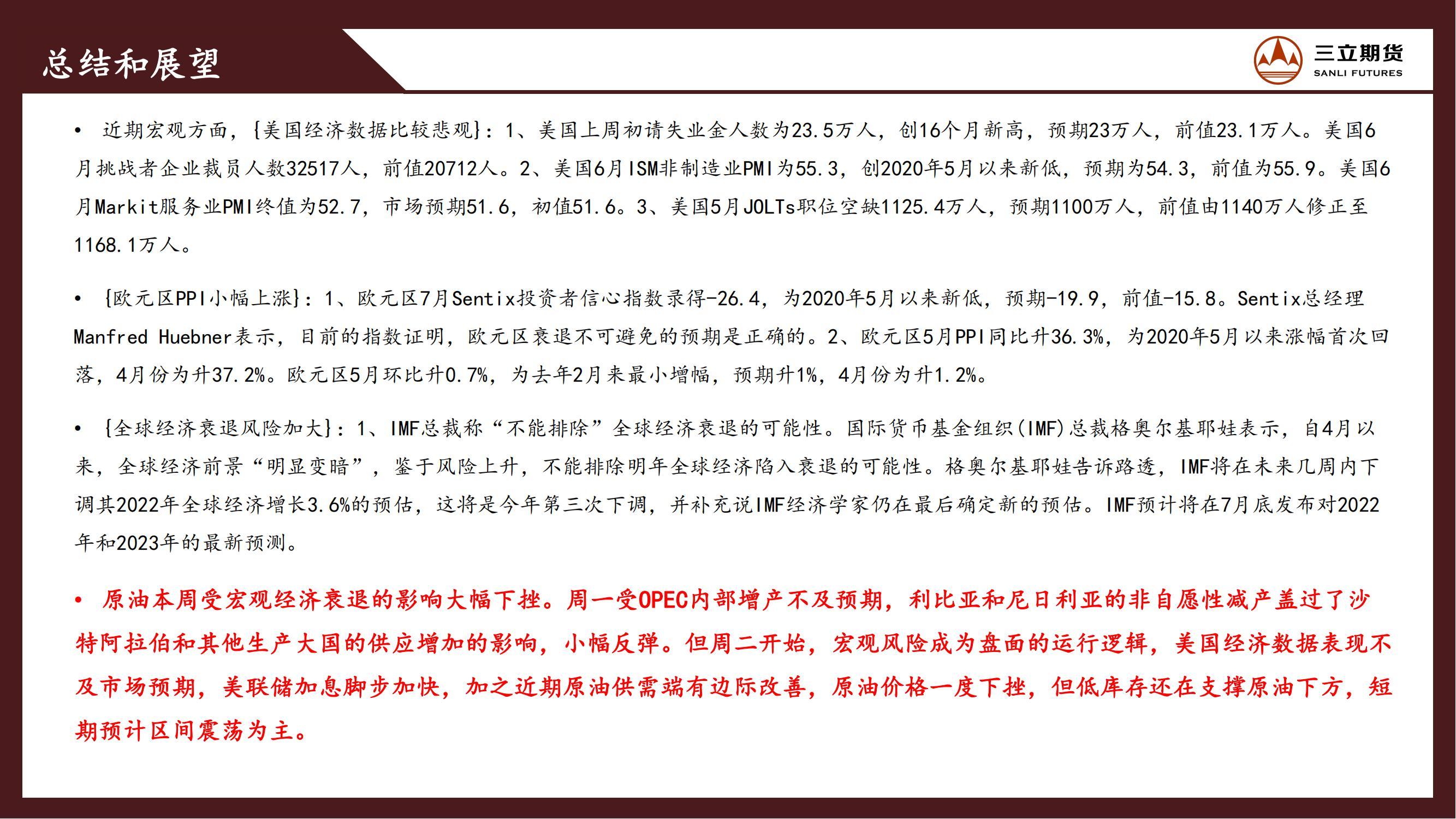 三立期货原油周报20220708