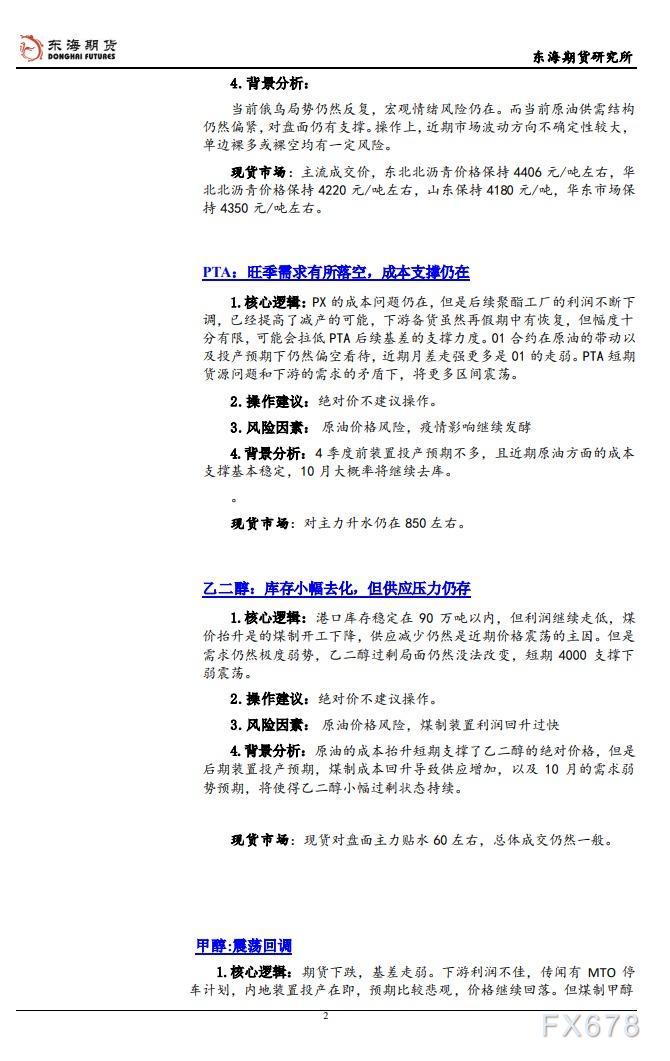【东海期货10月14日产业链日报】能化篇：CPI靴子落地，风险资产收复部分失地