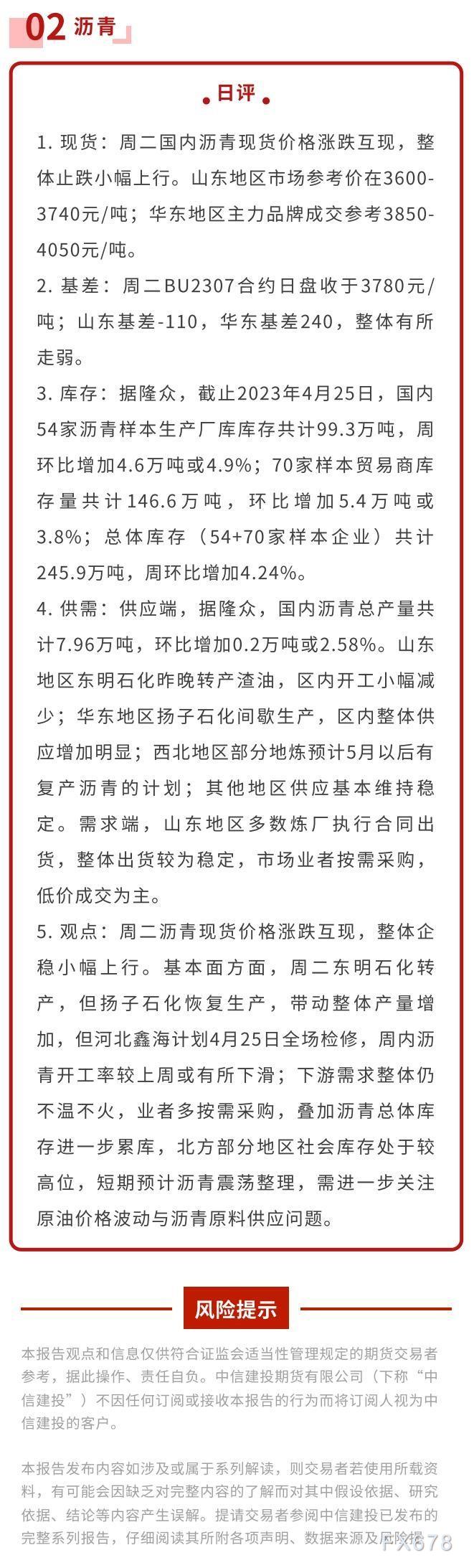 中信建投期货4月26日能源化工早班车