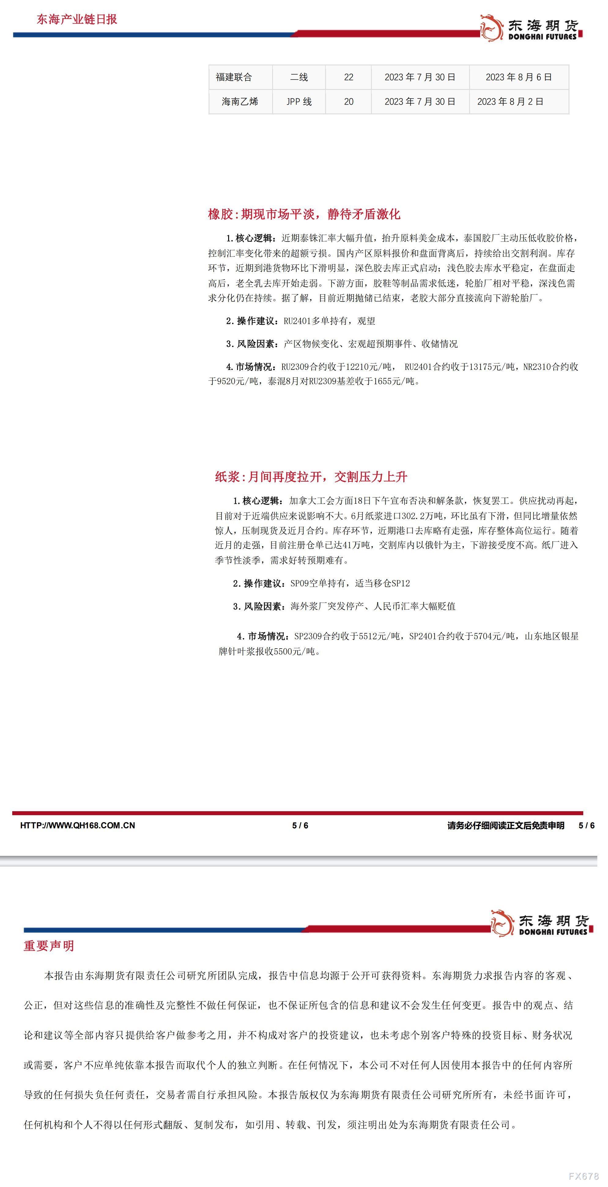 【东海期货8月3日产业链日报】能化篇：史高去库未提振市场，宏观前景仍有抑制