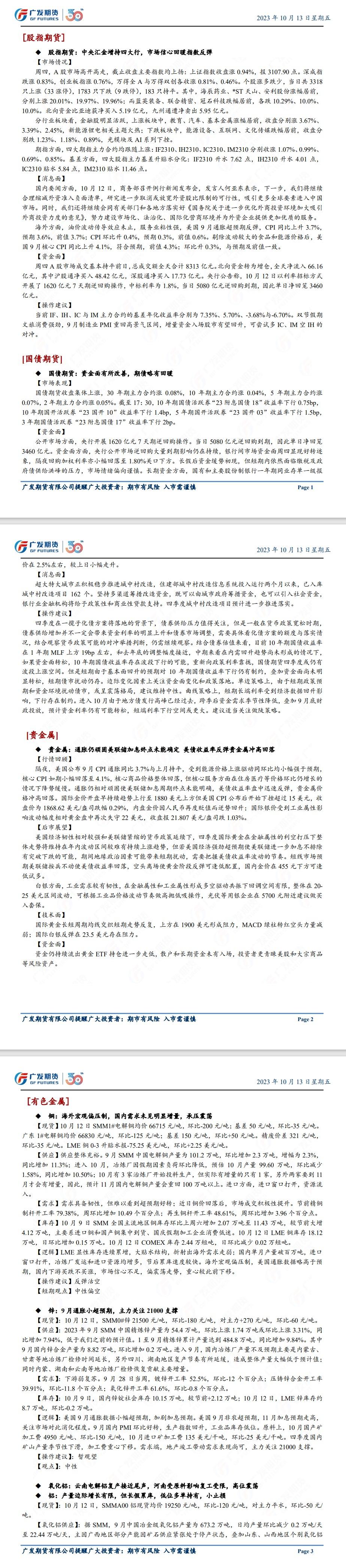 广发期货早知道：9月美国CPI略超预期，美国原油大幅累库，油价回吐部分涨幅