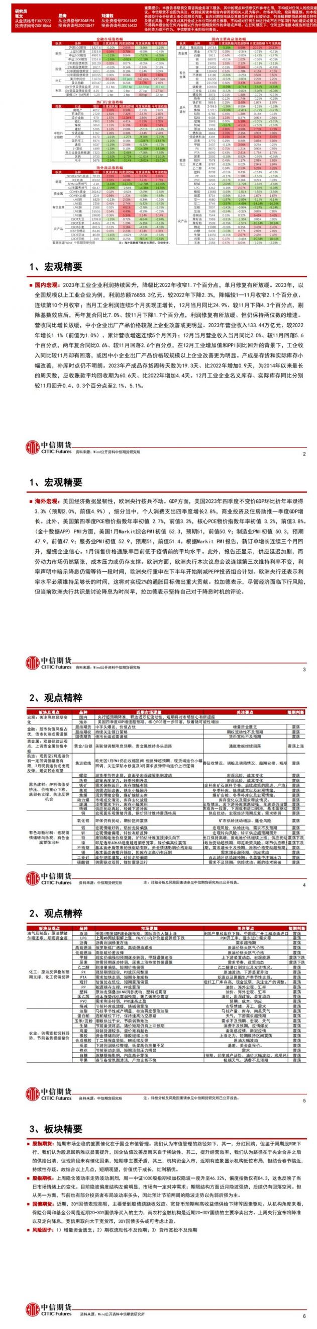 中信期货1月29日晨报:海内外宏观预期转暖,提振黑色与有色商品