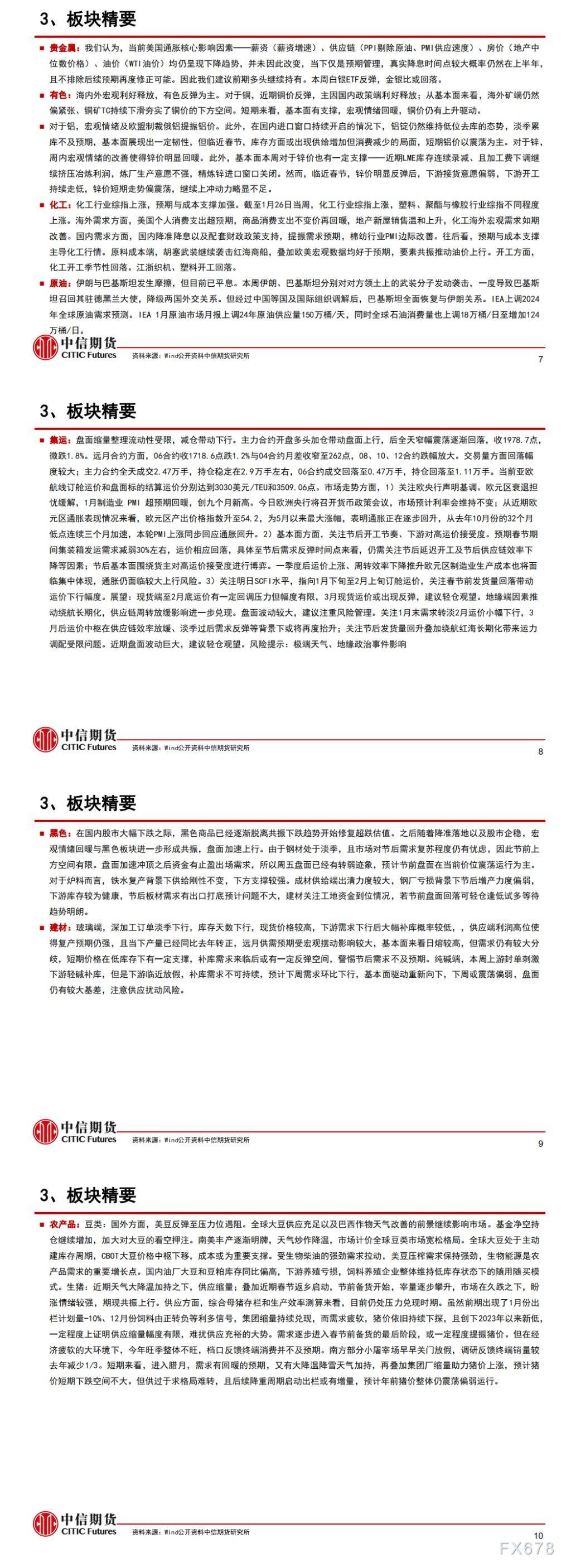 中信期货1月29日晨报:海内外宏观预期转暖,提振黑色与有色商品
