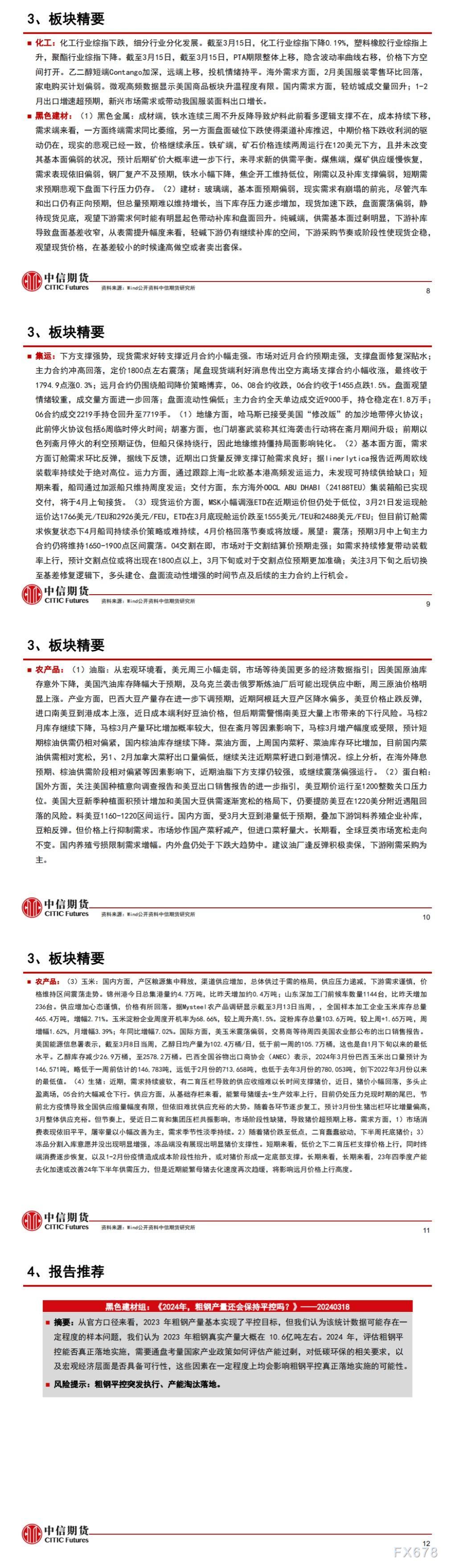 中信期货3月18日晨报:美国通胀数据超预期,国内2月社融低于预期