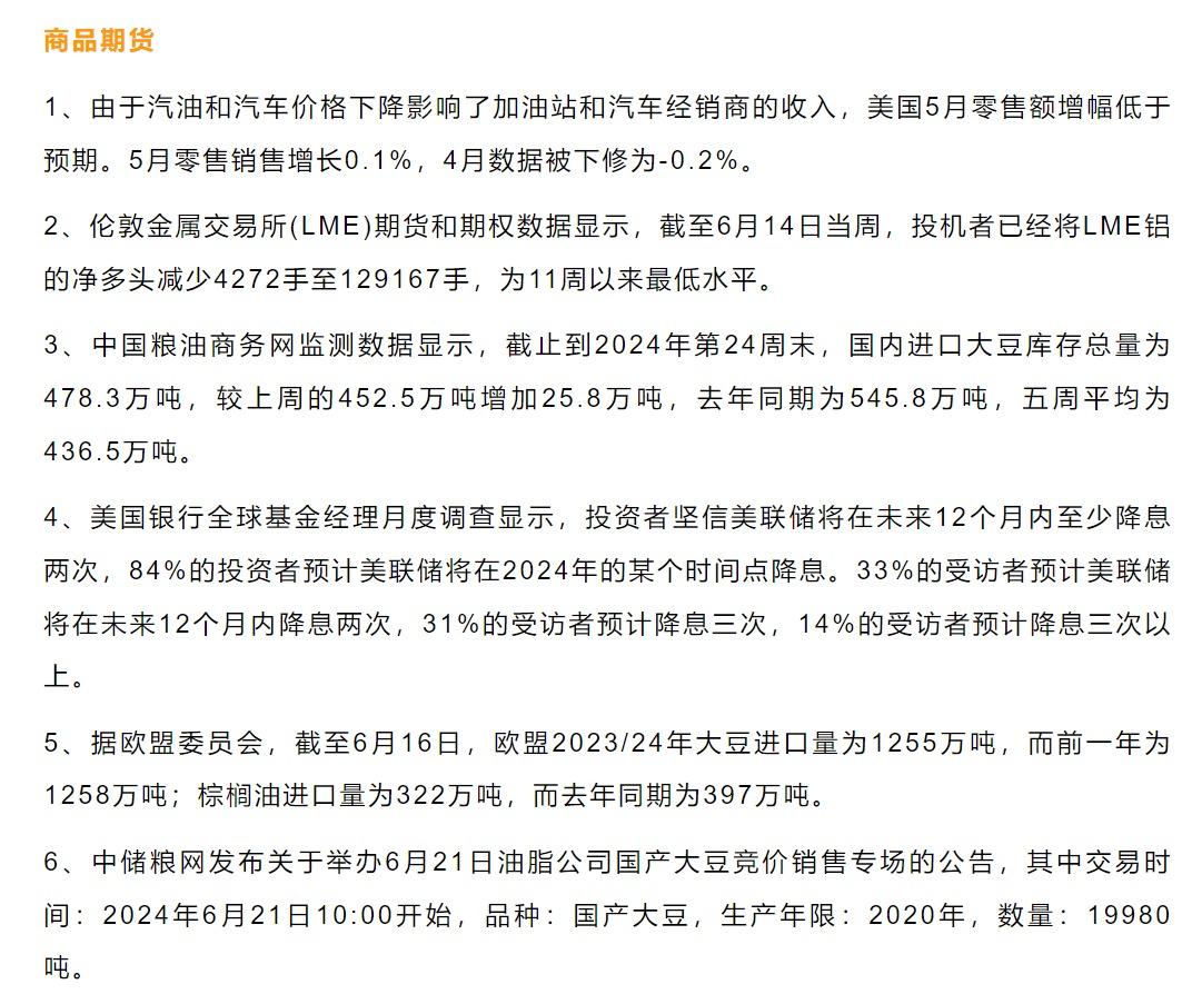 恒泰期货6月19日早间交易策略