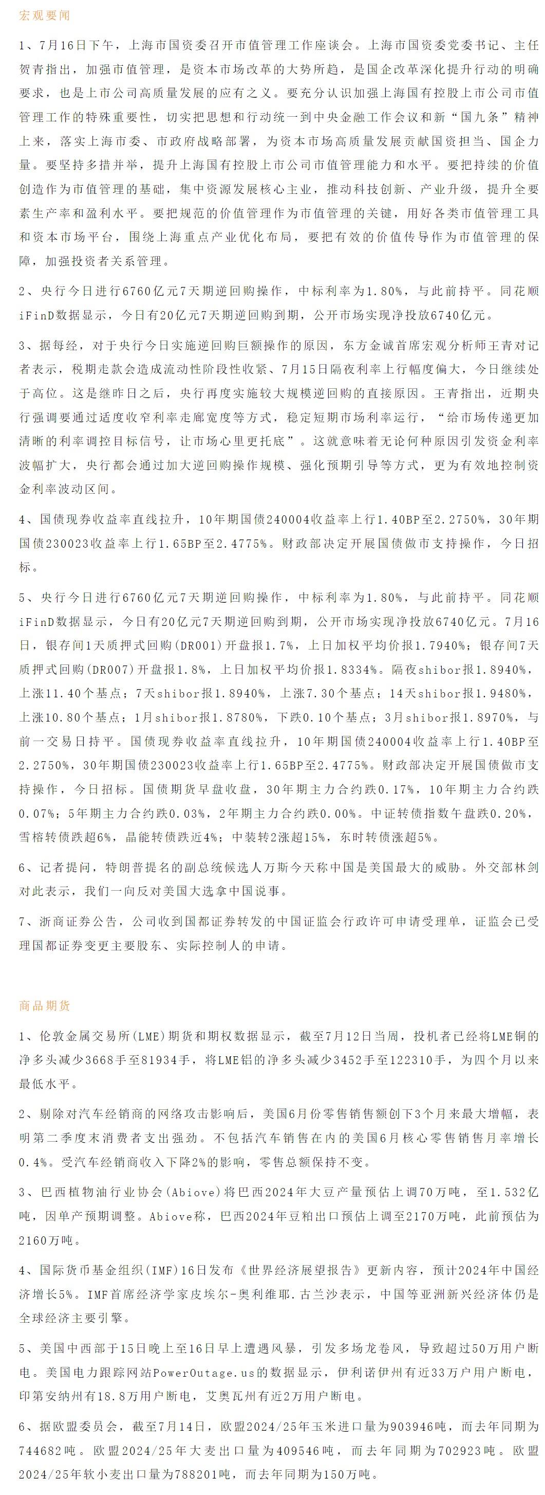 【恒泰早报】7月17日恒泰期货交易策略