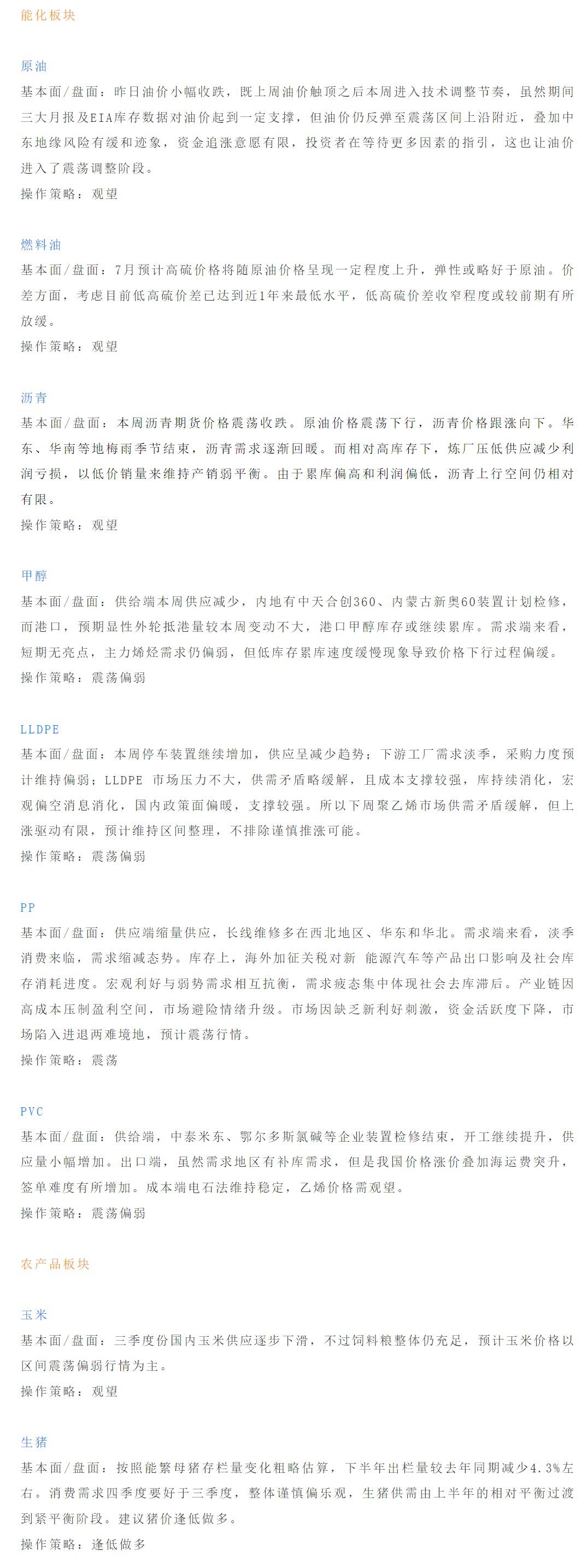 【恒泰早报】7月19日恒泰期货交易策略
