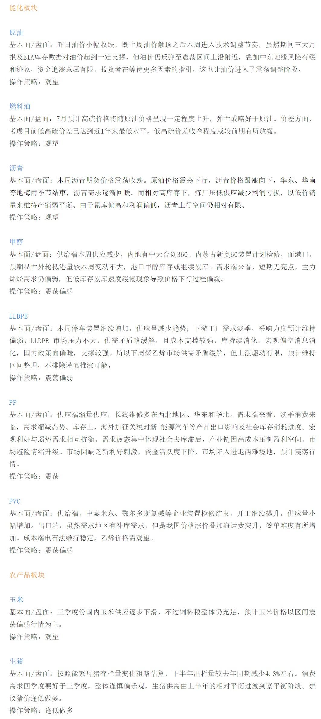 【恒泰早报】7月24日恒泰期货交易策略