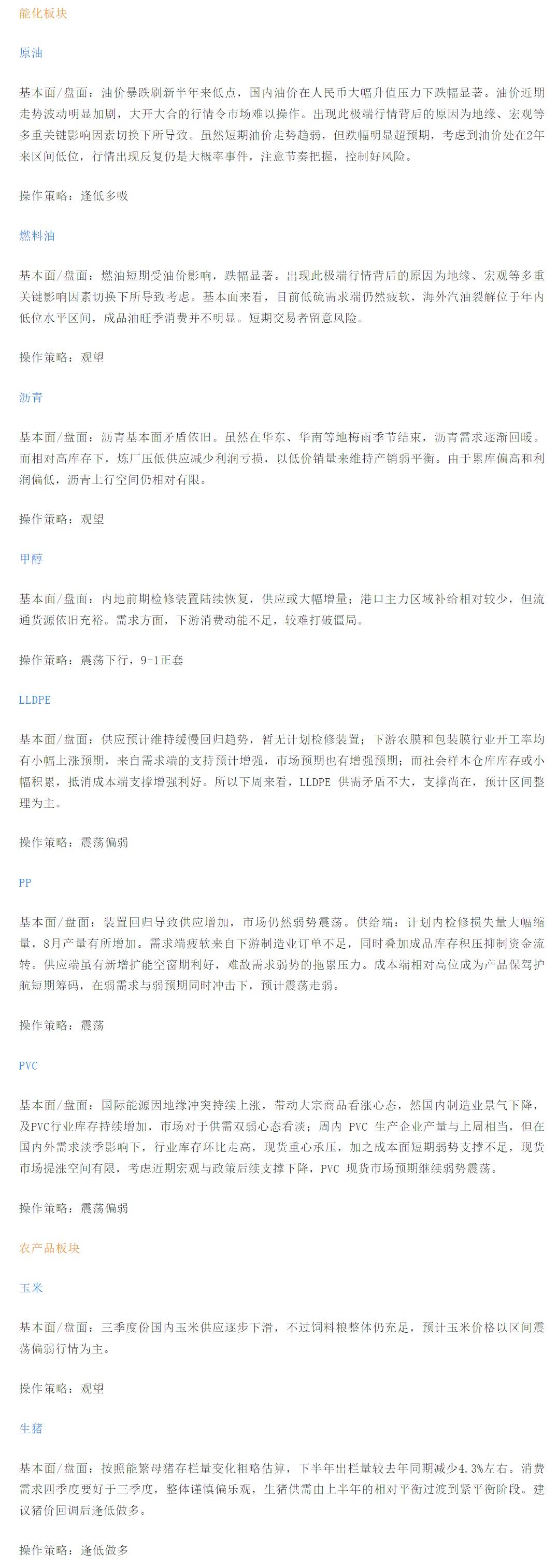 【恒泰早报】8月7日恒泰期货交易策略